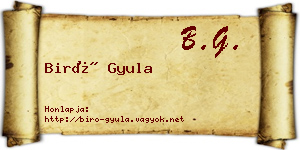 Biró Gyula névjegykártya